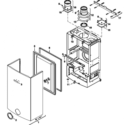 Carcasa para Calentador de Agua a Gas Junkers 7703311062