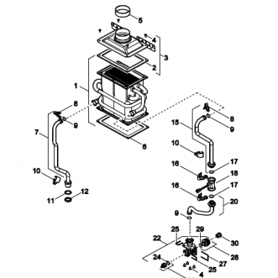 Cuerpo de caldeo para Calentador de Agua a Gas Junkers 7736501366