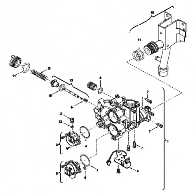 Cuerpo de Gas para Calentador de Agua a Gas Junkers 7703411057